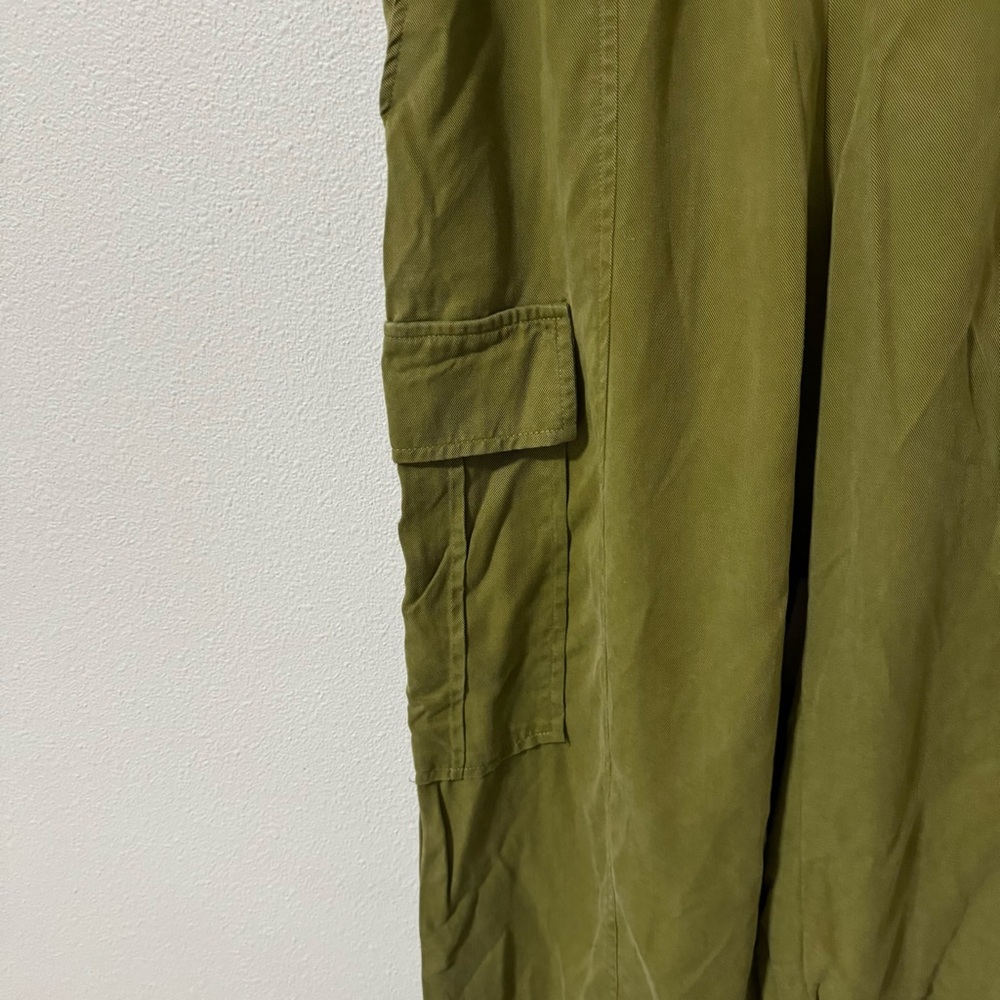 Back Beat Co Tencel Twill Lounge Wide Leg Cargo Pants Avocado Green Baggy-XS - Picture 6 of 10